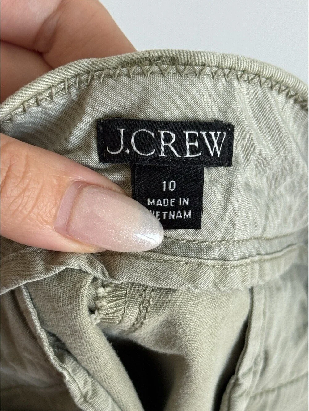 J.Crew 4 Inch Stretch Chino Shorts Olive Green Size 10 Cotton Blend H5806
